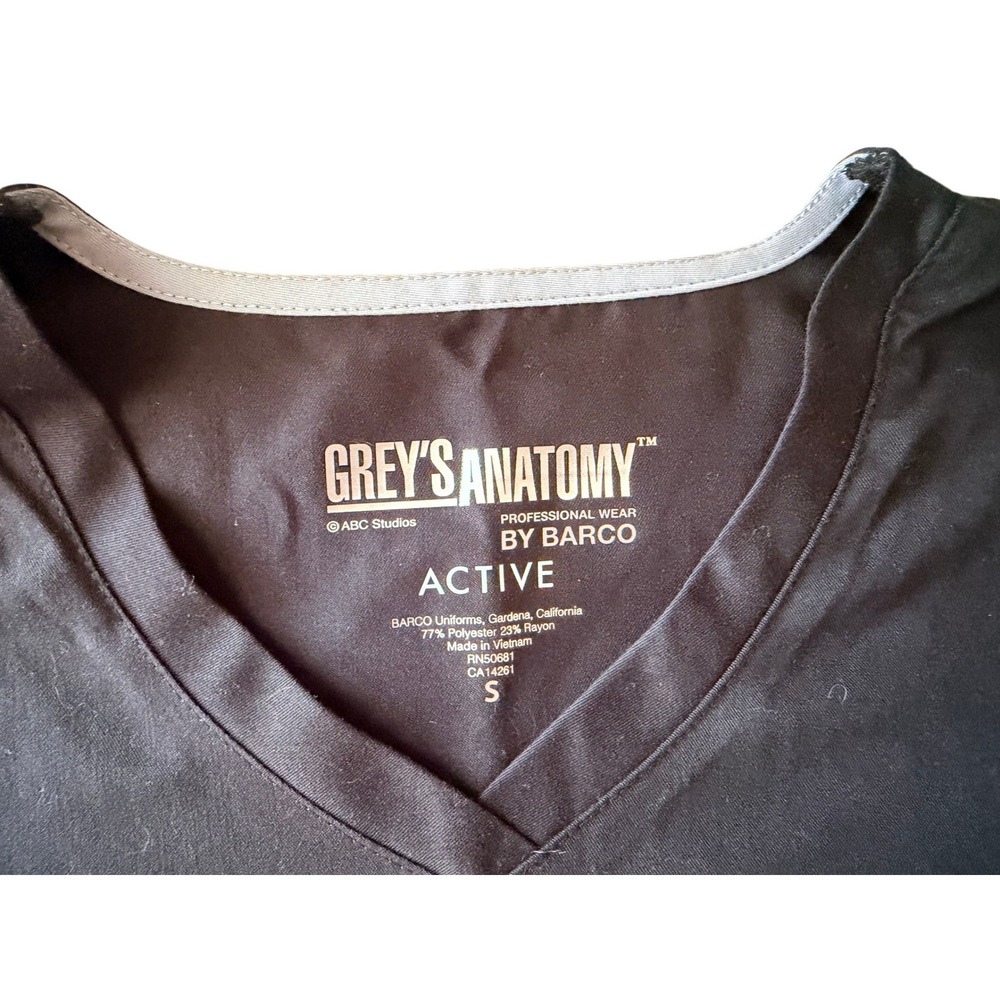 Greys Anatomy Active by Barco Womens Scrub Top Black V-Neck Size S 41407 - Picture 3 of 4